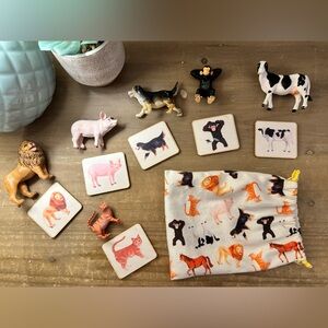 Lovevery Animal Figurines and Matching Game Set with Bag